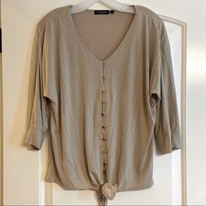 Notations petite tan blouse front tie